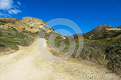 Local road trough the mountains of Zakynthos island Stock Photo