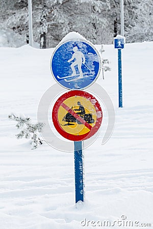 Local roadsigns, Lapland Finland Stock Photo
