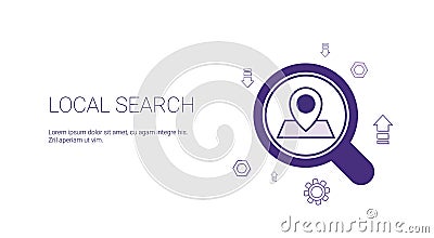Local Search Web Banner With Copy Space Seo Marketing Strategy Concept Vector Illustration