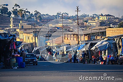 Local Sunset View to the the Medebar Market in the Asmara City Center Editorial Stock Photo