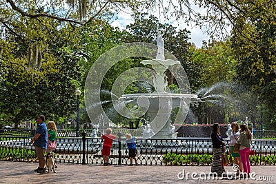 LOcal and tourist enjoying a warm day in Savannah in Georgia, west USA Editorial Stock Photo