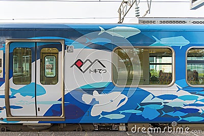 Local train at Tomari station. TOYAMA,JAPAN Editorial Stock Photo