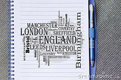 Localities in England word cloud travel concept Stock Photo