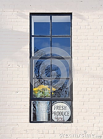 Locally Grown Fresh Produce and Sunflowers Stock Photo