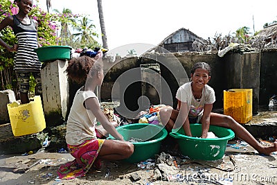 Locals from a Fishing village in Madagascar Editorial Stock Photo