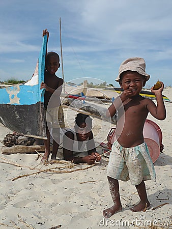 Locals from a Fishing village in Madagascar Editorial Stock Photo