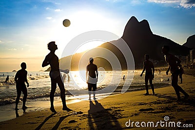 Locals Playing Soccer at Ipanema Beach, Rio de Janeiro, Brazil Editorial Stock Photo