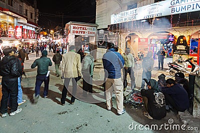 Locals spending time at Mall Road, Mussoorie Editorial Stock Photo