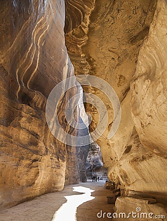 Locals and tourists near The Treasury. Petra. Jordan. Editorial Stock Photo