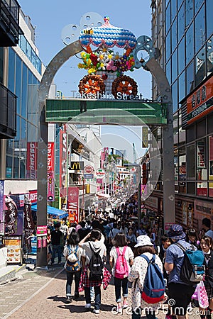 Locals and tourists walking at Tokyo's Harajuku's Takeshita street Editorial Stock Photo