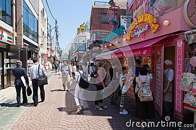 Locals and tourists walking at Tokyo's Harajuku's Takeshita street Editorial Stock Photo