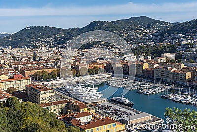 Located in the heart of the city, the port of Nice Editorial Stock Photo
