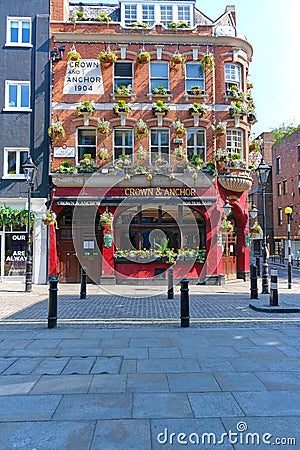 The Crown & Anchor of Neal`s Street Covent Garden. Editorial Stock Photo
