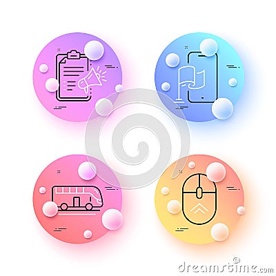 Location app, Swipe up and Bus tour minimal line icons. For web application, printing. Vector Vector Illustration