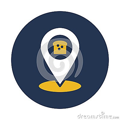 Location, bakery shop location, bakery address, navigation Color with Background vector icon which can easily modify or edit Vector Illustration