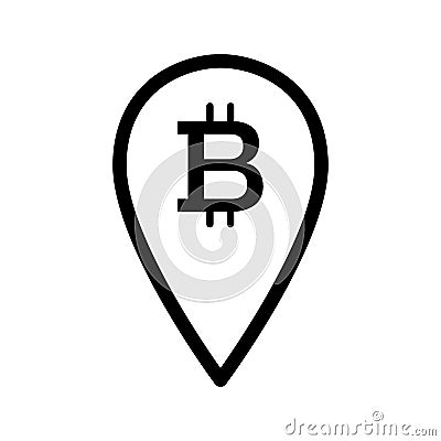 Location bitcoin line icon. vector illustration isolated on white. outline style design, designed for web. Eps 10 Vector Illustration