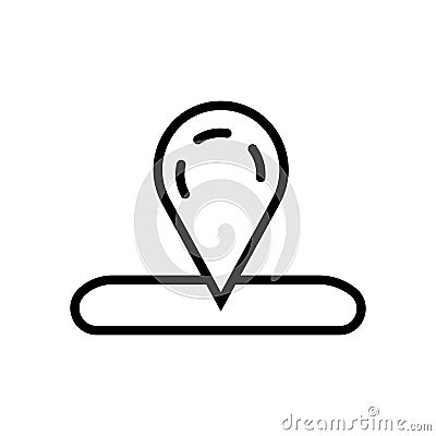 Location- black linear Location vector illustration symbol icon Vector Illustration