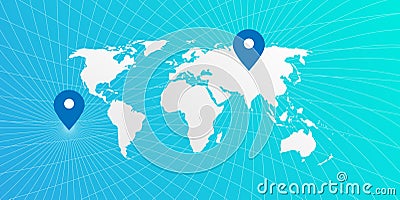 Location blue world map Vector Illustration