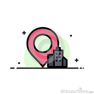Location, Building, Hotel Business Flat Line Filled Icon Vector Banner Template Vector Illustration