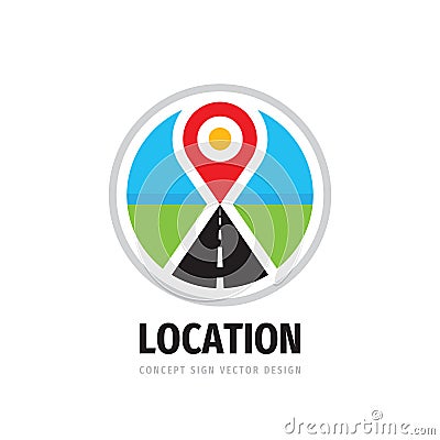 Location concept logo template design. Geo point icon. GPS map marker sign. Highway logo template design. Transport icon sign. Vector Illustration