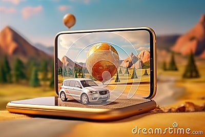 location direction map position phone travel gps point mobile navigation. Generative AI. Stock Photo