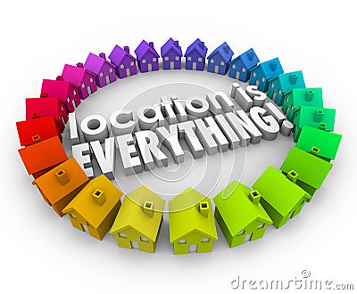 Location is Everything 3d Words Houses Real Estate Homes Stock Photo