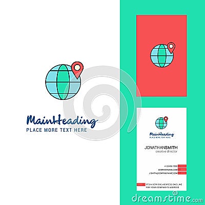 Location on globe Creative Logo and business card. vertical Design Vector Vector Illustration