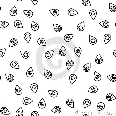 Location Gps Marker Set Seamless Pattern Vector Vector Illustration