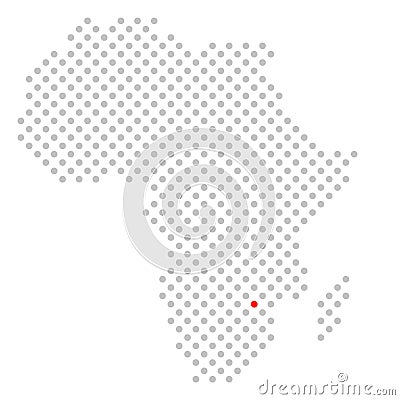 Location of Harare in Zimbabwe: Dotted map of Africa Stock Photo