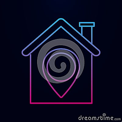 Location of the house or the pointer nolan icon. Simple thin line, outline vector of real estate icons for ui and ux, website or Stock Photo