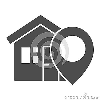 Location of house solid icon, Navigation concept, home pointer sign on white background, location pointer with house Vector Illustration