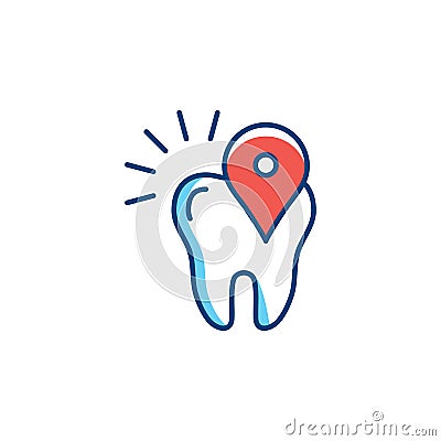 Location icon dental care stomatology. Location pin icon of the dental clinic on the map. Vector illustration Vector Illustration