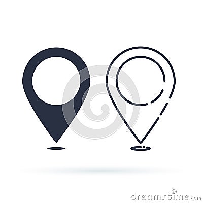 Location icon . Pin sign Isolated on white background. Navigation map, gps or direction of place concept. Stock Photo