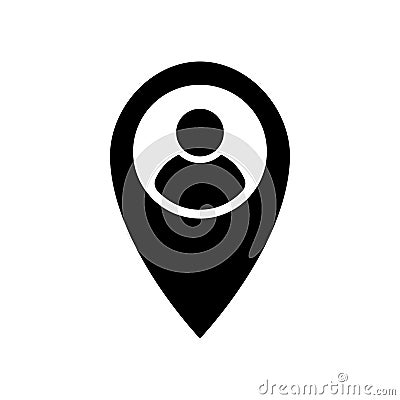 Location icon Pointer symbol Pin sign Man location Vector Illustration