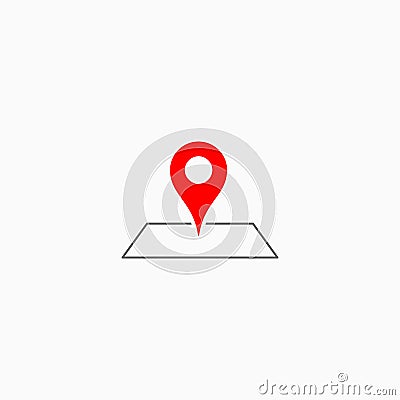 Location icon sign isolated on white background red pin on map. Vector Illustration