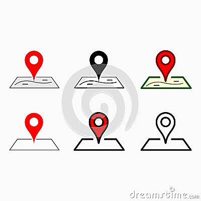 Location icon sign isolated on white background red pin on map. Vector Illustration