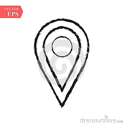 Location icon vector, pin sign, gps symbol, pointer, navigation, map pin icon, black location sign Vector Illustration