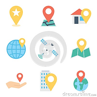 Location icons set. Navigation. Route. Map pointer. Location symbols Vector Illustration