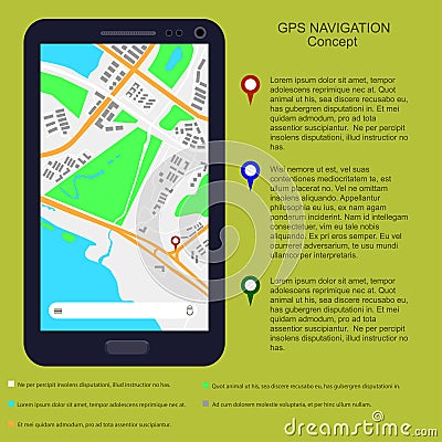 Location illustration with pin points on map. Vector Illustration