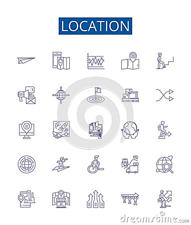 Location line icons signs set. Design collection of Place, Site, Spot, Position, Area, Region, Spot, Outdoor outline Vector Illustration