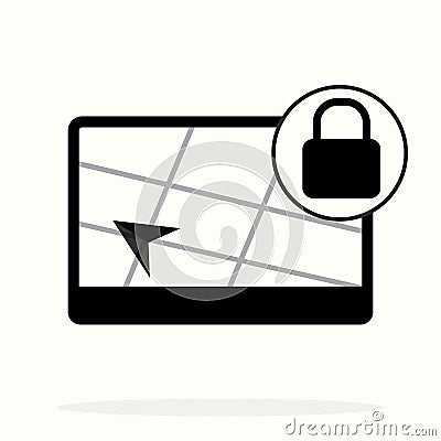 Location, locked, vector icon. gps navigation lock. Can be used for web and mobile. Navigation and map vector icon Vector Illustration