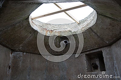 Location for the machine gun armory and gun turret in German second world war bunker in Cap Ferret, France Stock Photo