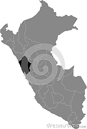 Location Map of Ancash Department Vector Illustration