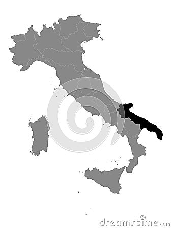 Location Map of Apulia Region Vector Illustration