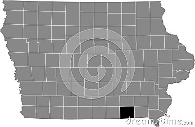 Location map of the Davis County of Iowa, USA Vector Illustration