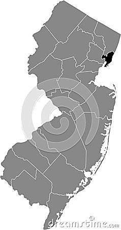 Location map of the Hudson County of New Jersey, USA Vector Illustration