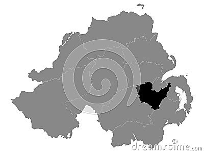 Location Map of Lisburn and Castlereagh Local Government District Vector Illustration