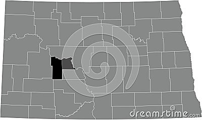 Location map of the Mercer County of North Dakota, USA Vector Illustration