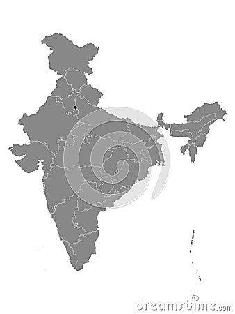 Location Map of National Capital Territory of Delhi Union Territory Vector Illustration