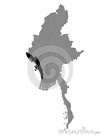 Location Map of Rakhine State Vector Illustration